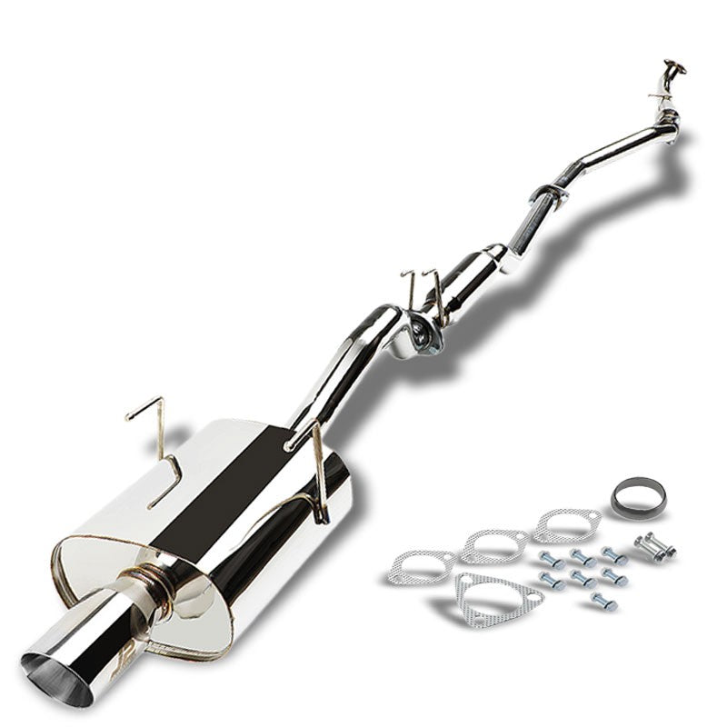 3.5&quot; Round Roll Muffler Tip Exhaust Catback System For 01-05 Civic 1.7L SOHC-Performance-BuildFastCar