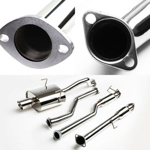 3.5" Round Roll Muffler Tip Exhaust Catback System For 01-05 Civic 1.7L SOHC-Performance-BuildFastCar