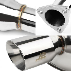 3.5" Round Roll Muffler Tip Exhaust Catback System For 01-05 Civic 1.7L SOHC-Performance-BuildFastCar