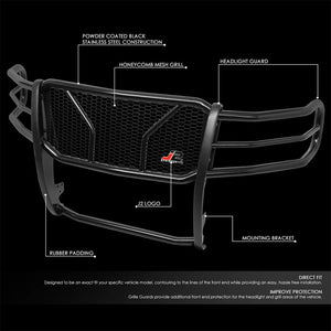 J2 Black Mild Steel Full Front Grille Guard For 07-10 Silverado 2500 HD/3500 HD-Grille Guards & Bull Bars-BuildFastCar