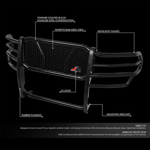 J2 Black Mild Steel Frame/Rubber Pad Full Front Grille Guard For 11-18 Ram 1500-Grille Guards & Bull Bars-BuildFastCar