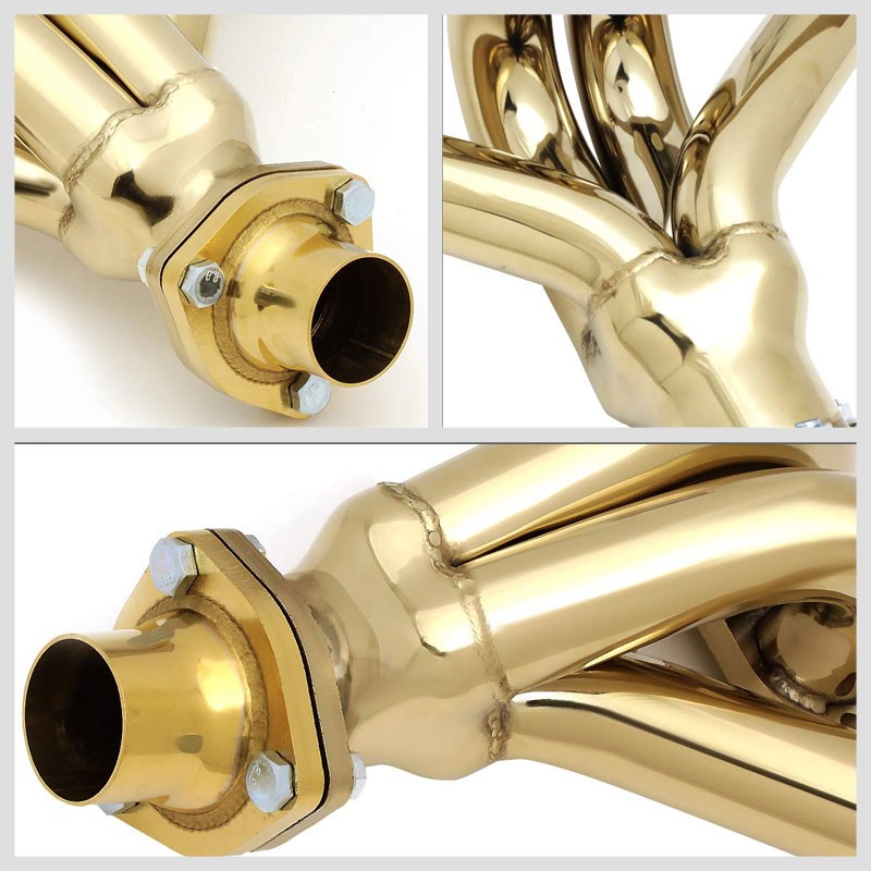 J2 Gold Exhaust Header For 66-96 Chevy/GMC Small Block SBC V8 305 327 350 400