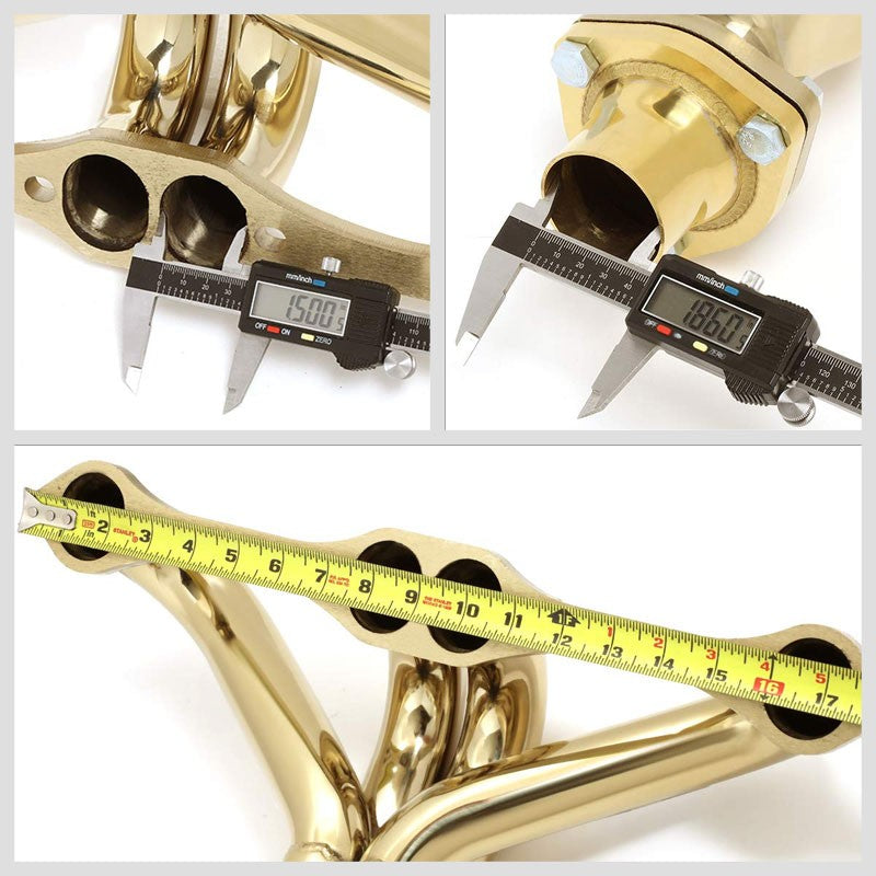 J2 Gold Exhaust Header For 66-96 Chevy/GMC Small Block SBC V8 305 327 350 400