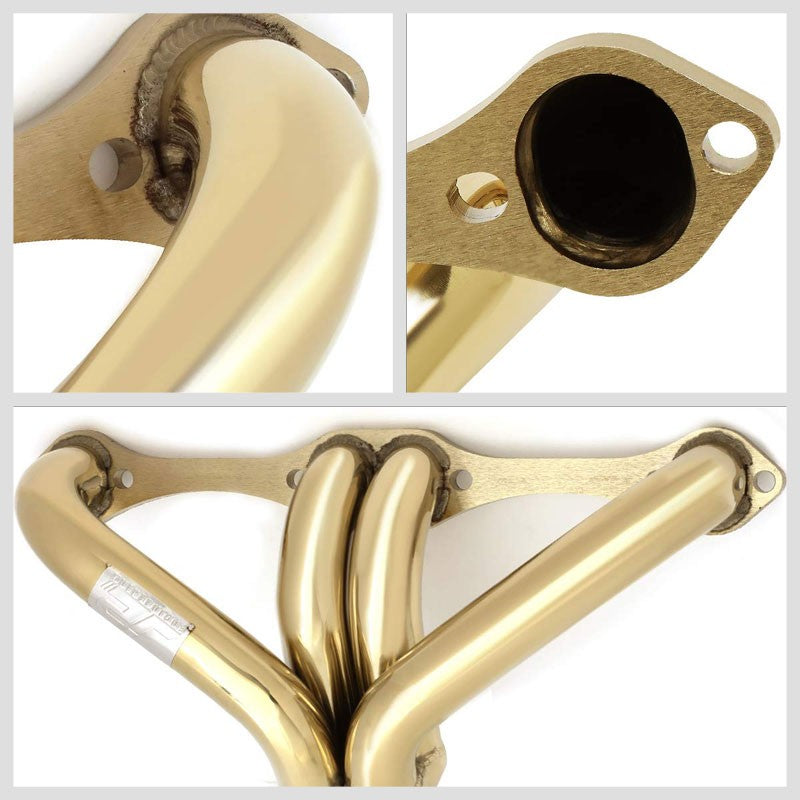 J2 Gold Small Block Hugger Exhaust Header For 66-96 Chevy SBC 305 327 350 400