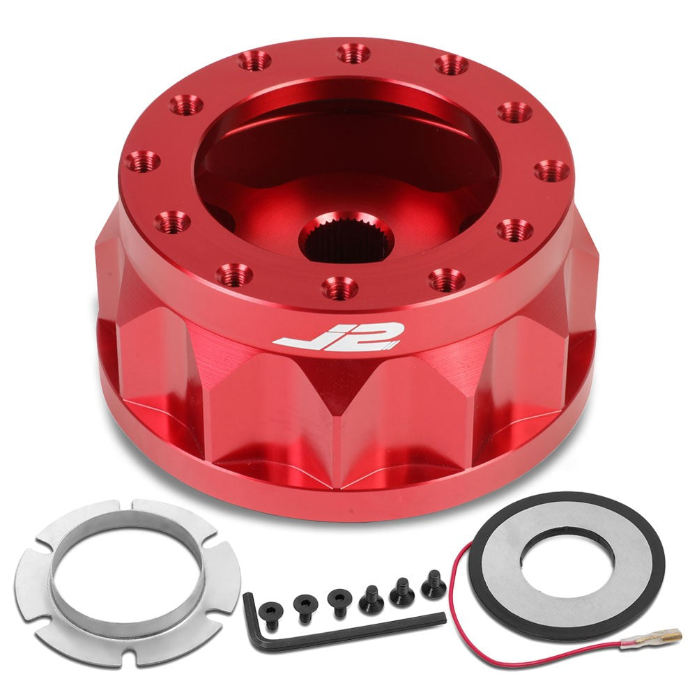 88-04 Lancer J2 Red 6-Bolt Steering Wheel Hub Adapter