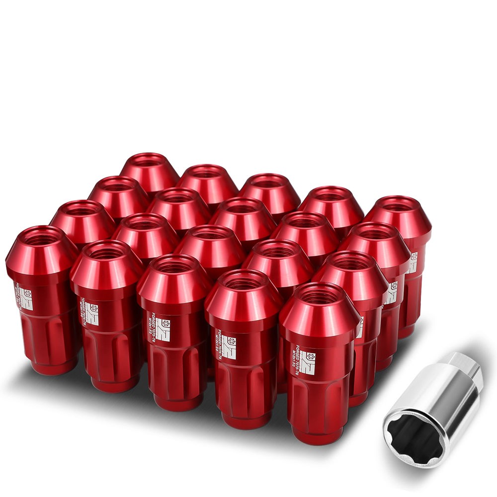 J2 20PCs Red M12x1.5 Closed End Spline Drive 50mm Tall  Lug Nuts J2-LN-T7-035-15-RD