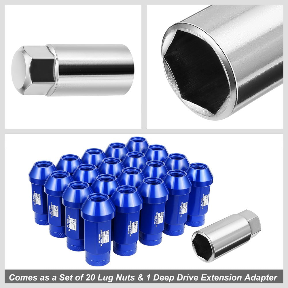 J2 20PCs Blue M12x1.25 Closed End Knurled Top 50mm Tall  Lug Nuts J2-LN-T7-037-125-BL