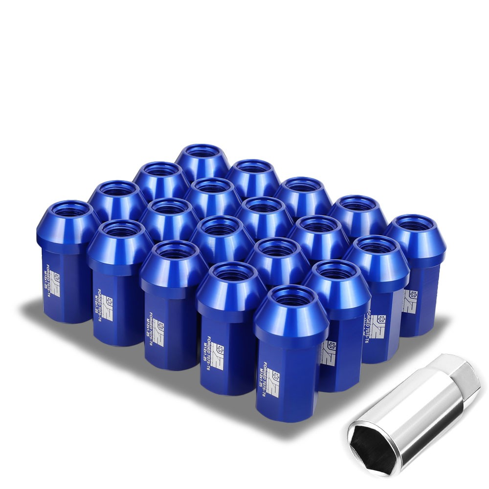 J2 20PCs Blue M12x1.25 Closed End 25MM OD/42MM Tall Lug Nuts J2-LN-T7-038-125-BL
