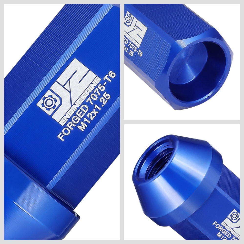 J2 20PCs Blue M12x1.25 Closed End 25MM OD/42MM Tall Lug Nuts J2-LN-T7-038-125-BL