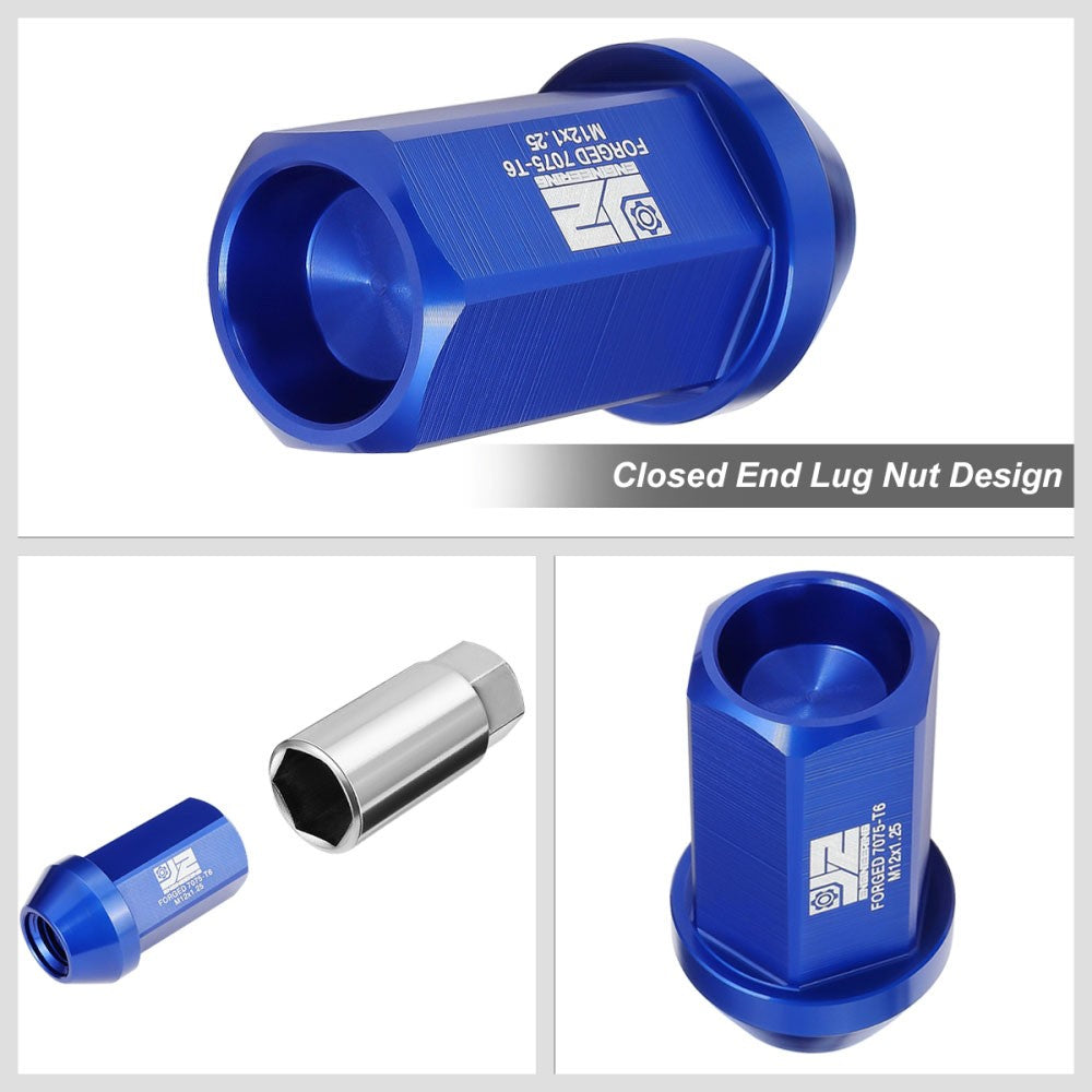 J2 20PCs Blue M12x1.25 Closed End 25MM OD/42MM Tall Lug Nuts J2-LN-T7-038-125-BL