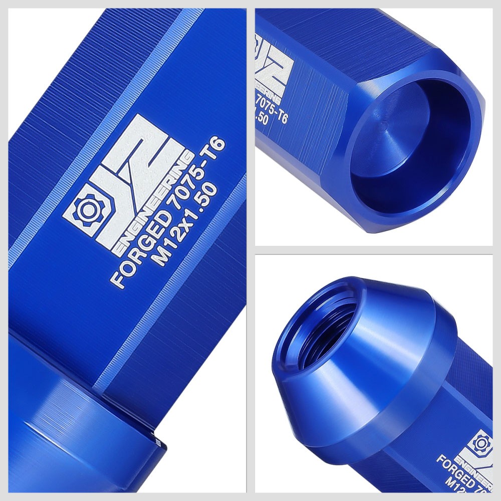 J2 20PCs Blue M12x1.5 Closed End 25MM OD/42MM Tall Lug Nuts J2-LN-T7-038-15-BL