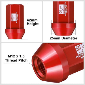 J2 20PCs Red M12x1.5 Closed End 25MM OD/42MM Tall Lug Nuts J2-LN-T7-038-15-RD