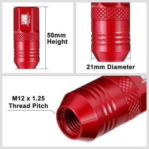 J2 20PCs Red M12x1.25 Open End 21MM OD/50MM Tall Lug Nuts J2-LN-T7-040-125-RD