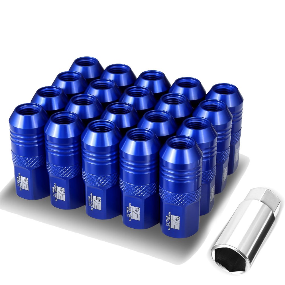 J2 20PCs Blue M12x1.5 Open End 21MM OD/50MM Tall Lug Nuts J2-LN-T7-040-15-BL