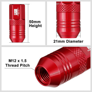 J2 20PCs Red M12x1.5 Open End 21MM OD/50MM Tall Lug Nuts J2-LN-T7-040-15-RD
