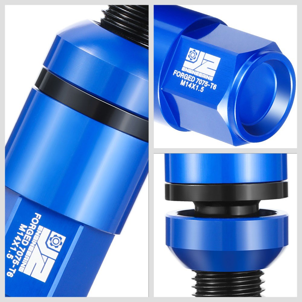 J2 20PCs Blue M14x1.5 Closed End 23MM OD/76mm Tall Ball Seat Lug Nuts J2-LN-T7-041BS-BL