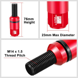 J2 20PCs Red M14x1.5 Closed End 23MM OD/76mm Tall Ball Seat Lug Nuts J2-LN-T7-041BS-RD