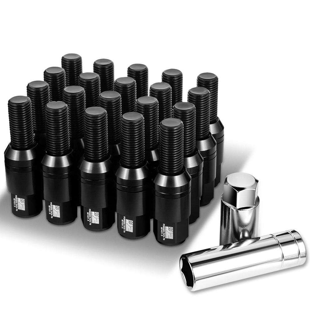 J2 Black M14x1.5 Closed End 23MM OD/76mm Tall Conical Seat Lug Nuts J2-LN-T7-041CS-BK
