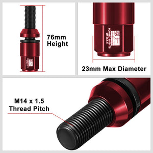 J2 Red M14x1.5 Closed End 23MM OD/76mm Tall Conical Seat Lug Nuts J2-LN-T7-041CS-RD