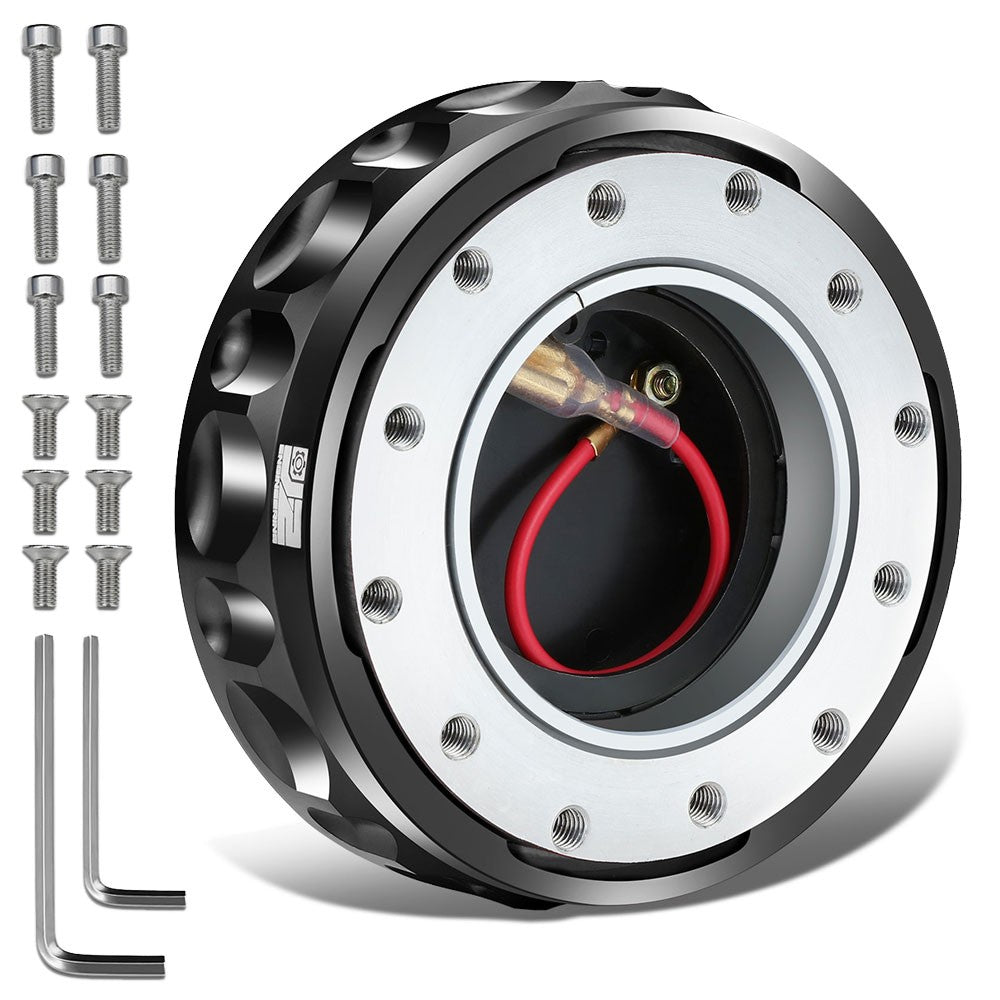 J2 Black Low Profile Twist Lock Steering Wheel Quick Release Adapter J2-QR-ZTL-9070-BK