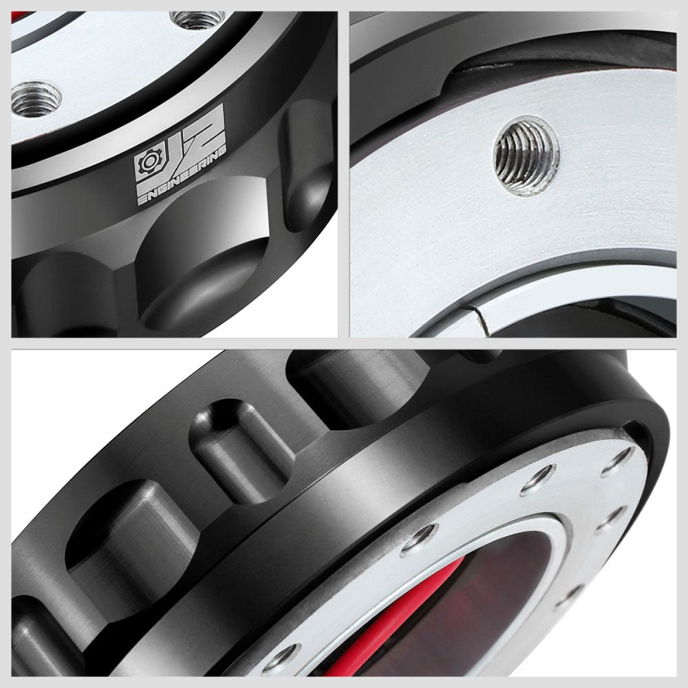 J2 Black Low Profile Twist Lock Steering Wheel Quick Release Adapter J2-QR-ZTL-9070-BK
