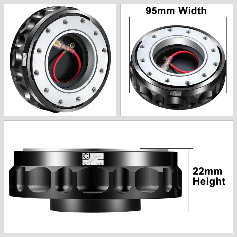 J2 Black Low Profile Twist Lock Steering Wheel Quick Release Adapter J2-QR-ZTL-9070-BK