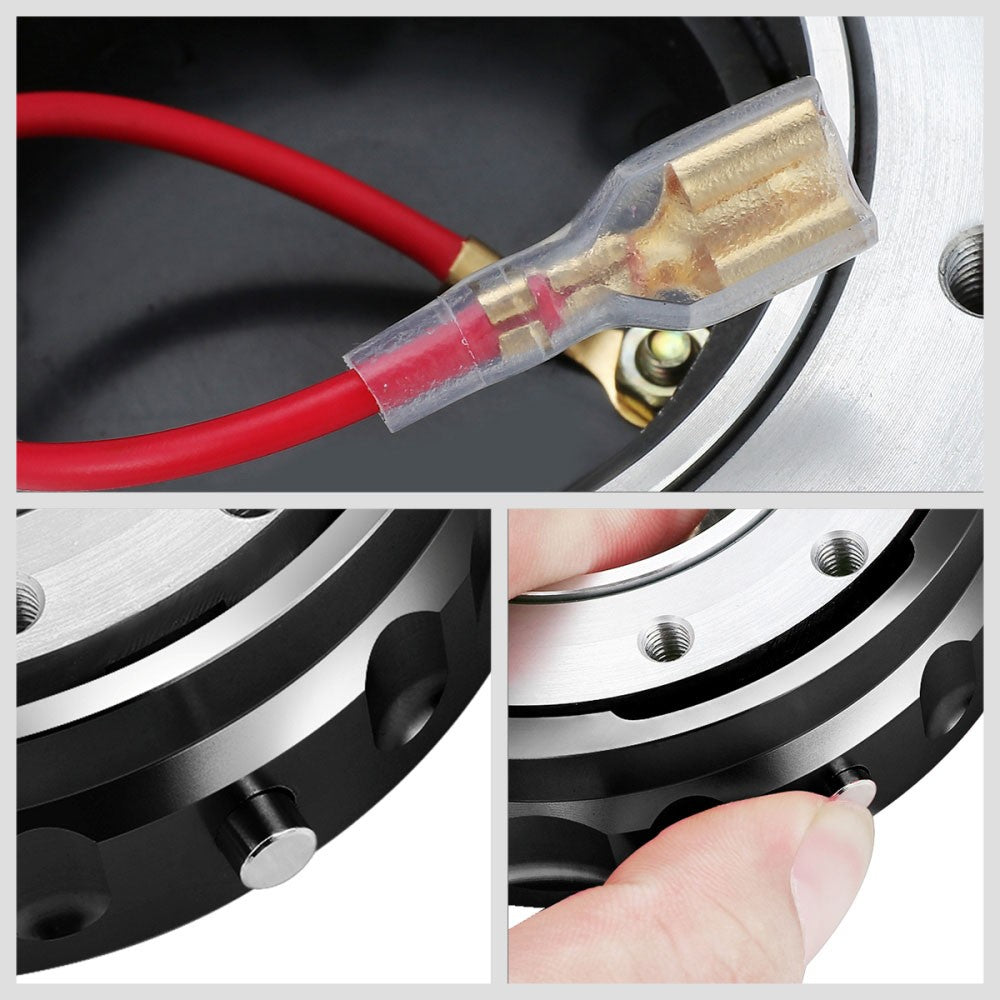 J2 Black Low Profile Twist Lock Steering Wheel Quick Release Adapter J2-QR-ZTL-9070-BK