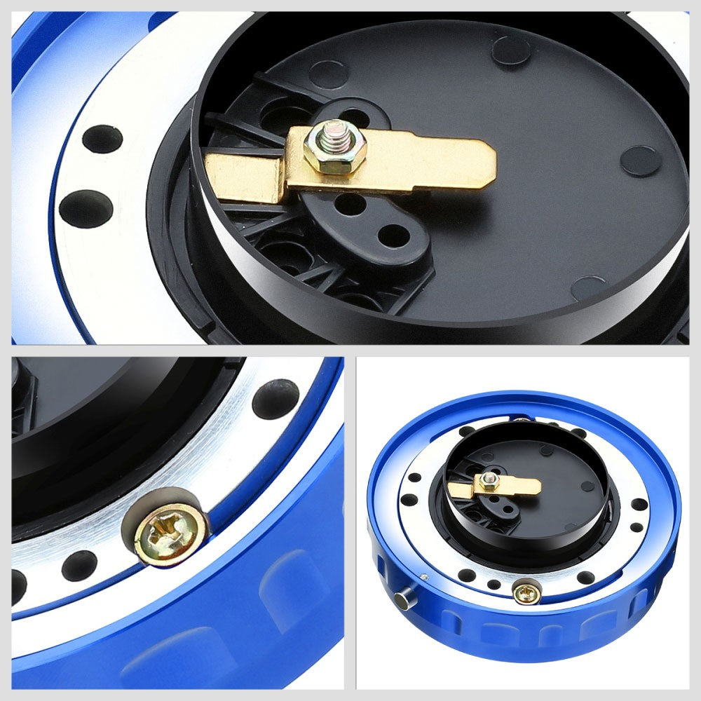 J2 Blue Low Profile Twist Lock Steering Wheel Quick Release Adapter J2-QR-ZTL-9070-BL
