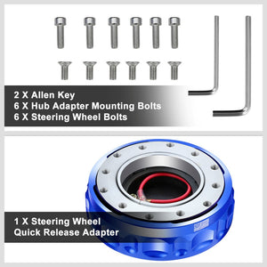J2 Blue Low Profile Twist Lock Steering Wheel Quick Release Adapter J2-QR-ZTL-9070-BL