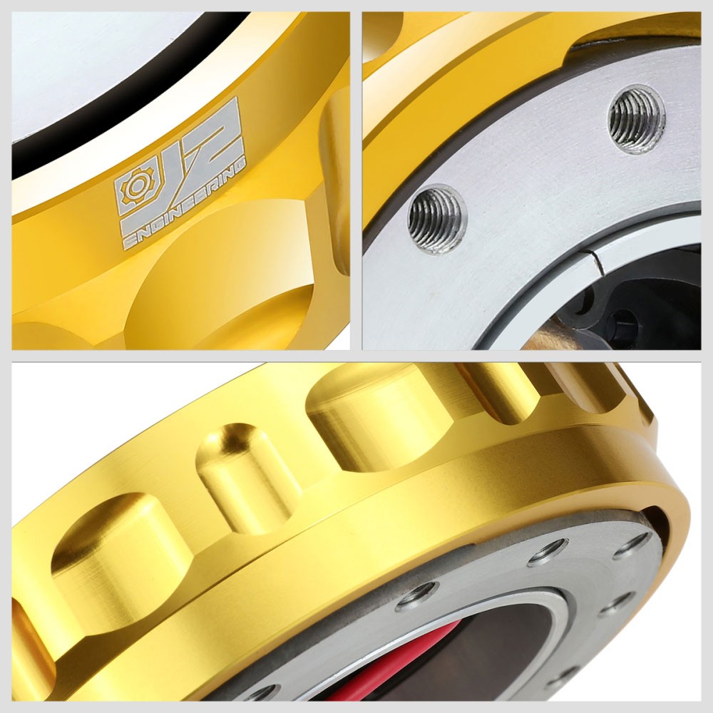 J2 Gold Low Profile Twist Lock Steering Wheel Quick Release Adapter J2-QR-ZTL-9070-GD