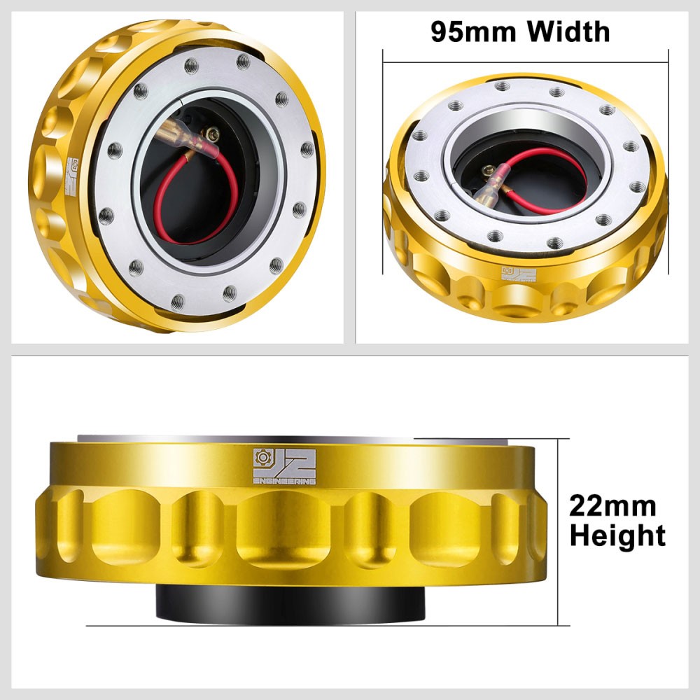 J2 Gold Low Profile Twist Lock Steering Wheel Quick Release Adapter J2-QR-ZTL-9070-GD
