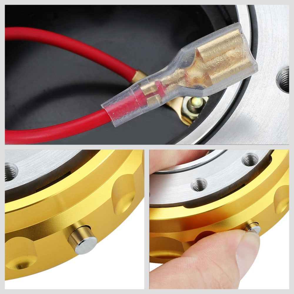 J2 Gold Low Profile Twist Lock Steering Wheel Quick Release Adapter J2-QR-ZTL-9070-GD