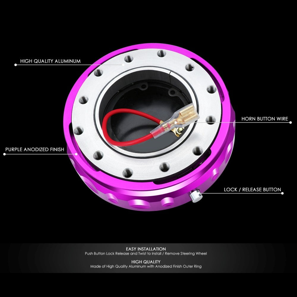 J2 Purple Low Profile Twist Lock Steering Wheel Quick Release Adapter J2-QR-ZTL-9070-PP