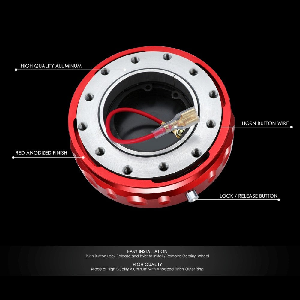 J2 Red Low Profile Twist Lock Steering Wheel Quick Release Adapter J2-QR-ZTL-9070-RD