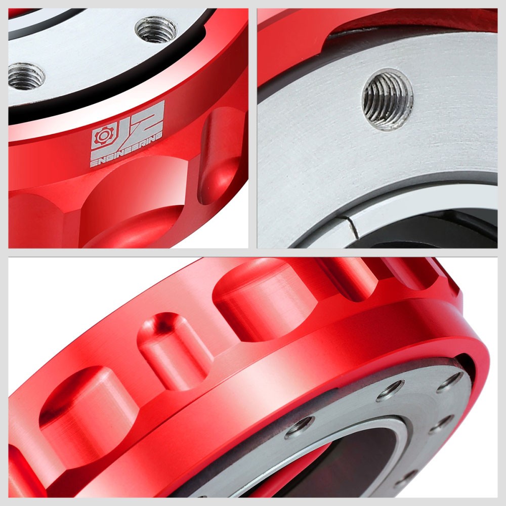 J2 Red Low Profile Twist Lock Steering Wheel Quick Release Adapter J2-QR-ZTL-9070-RD