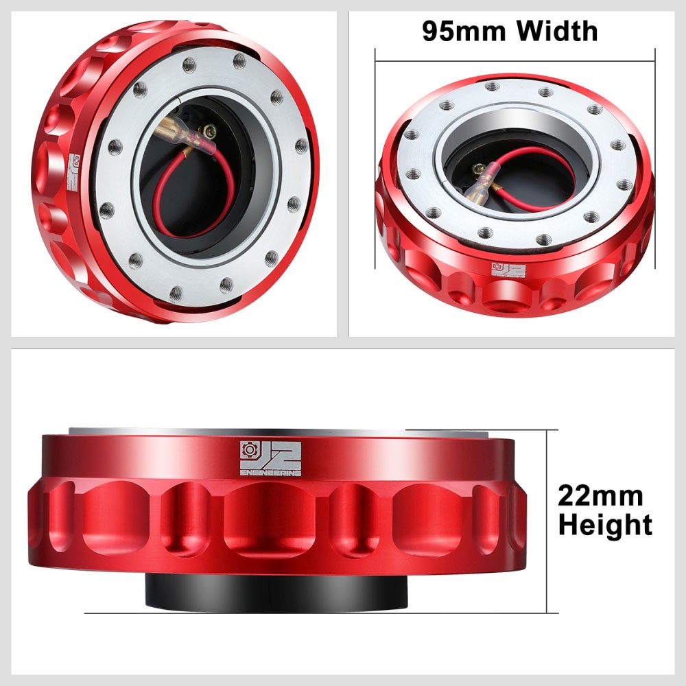 J2 Red Low Profile Twist Lock Steering Wheel Quick Release Adapter J2-QR-ZTL-9070-RD