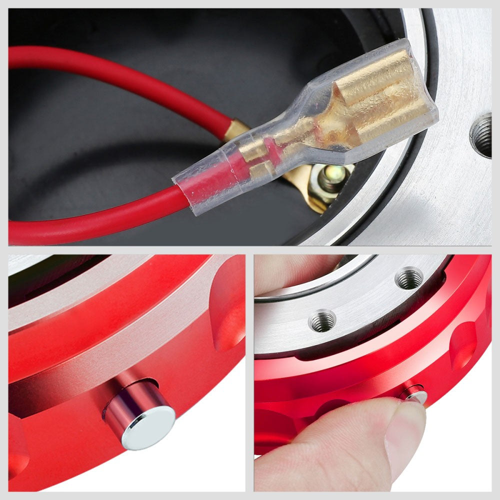 J2 Red Low Profile Twist Lock Steering Wheel Quick Release Adapter J2-QR-ZTL-9070-RD