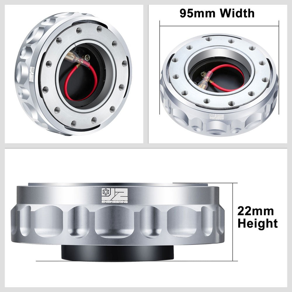 J2 Silver Low Profile Twist Lock Steering Wheel Quick Release Adapter J2-QR-ZTL-9070-SL