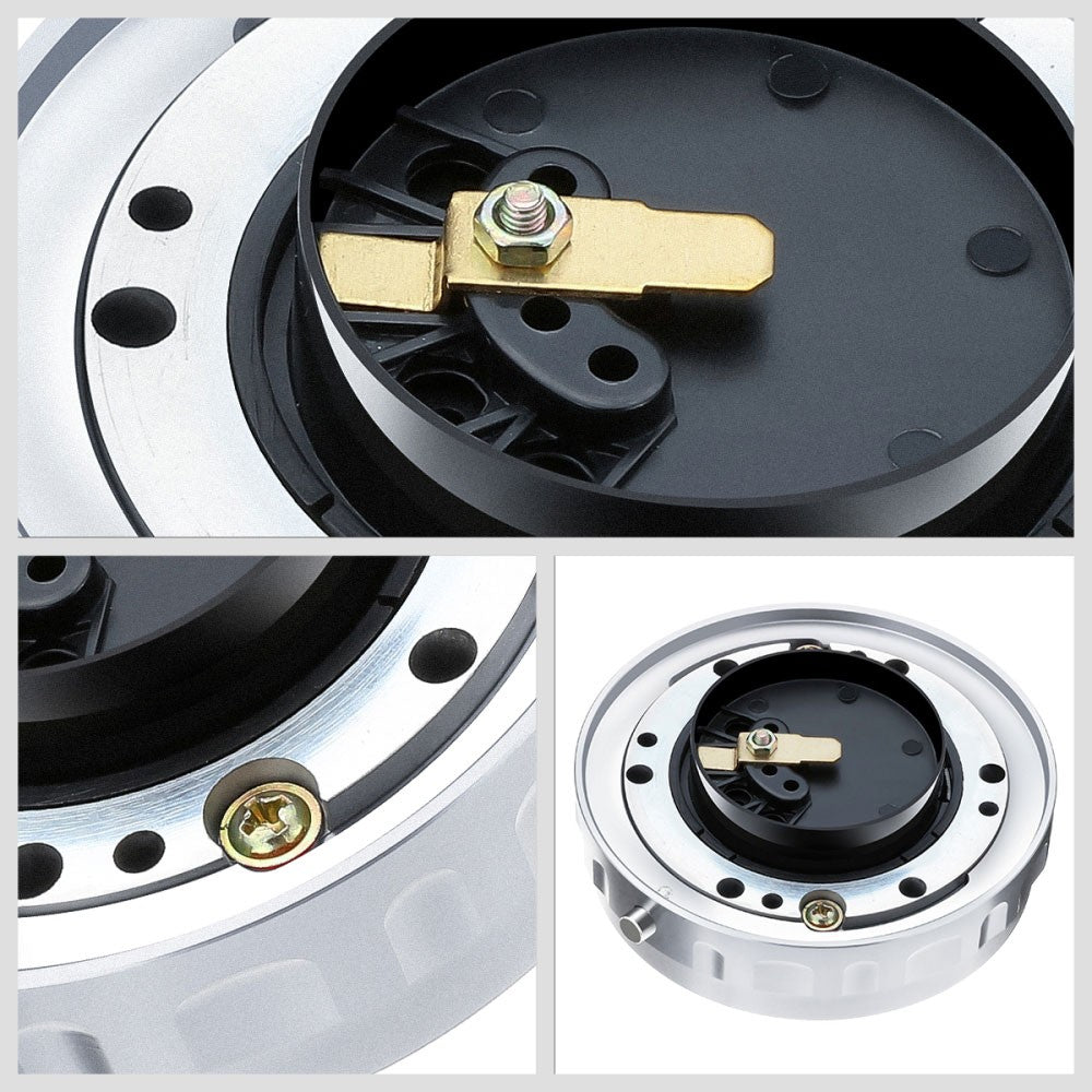 J2 Silver Low Profile Twist Lock Steering Wheel Quick Release Adapter J2-QR-ZTL-9070-SL