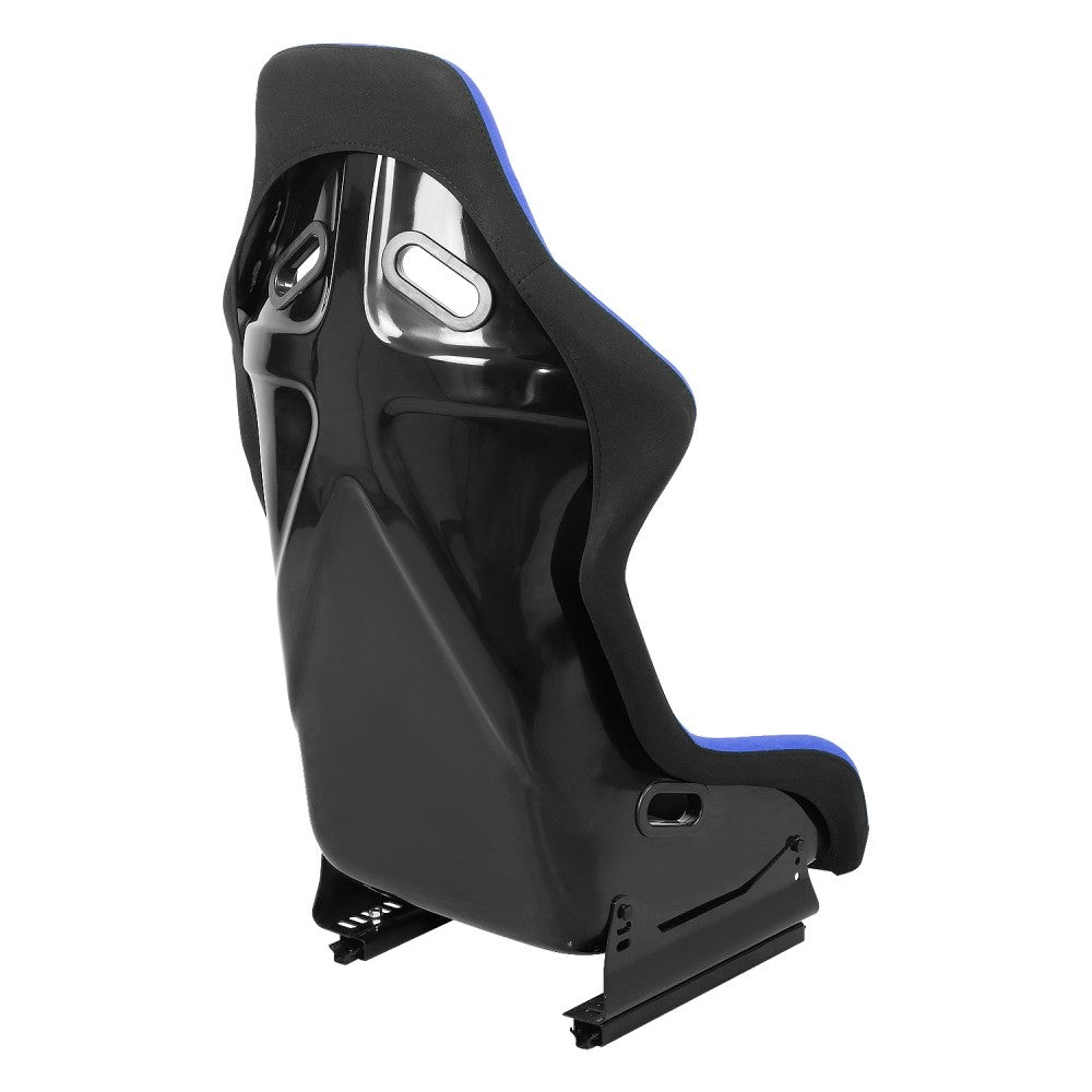 J2 J2-RS-001-BL Fixed Position Bucket Racing Seat w/Slider Black/Blue J2-RS-001-BL