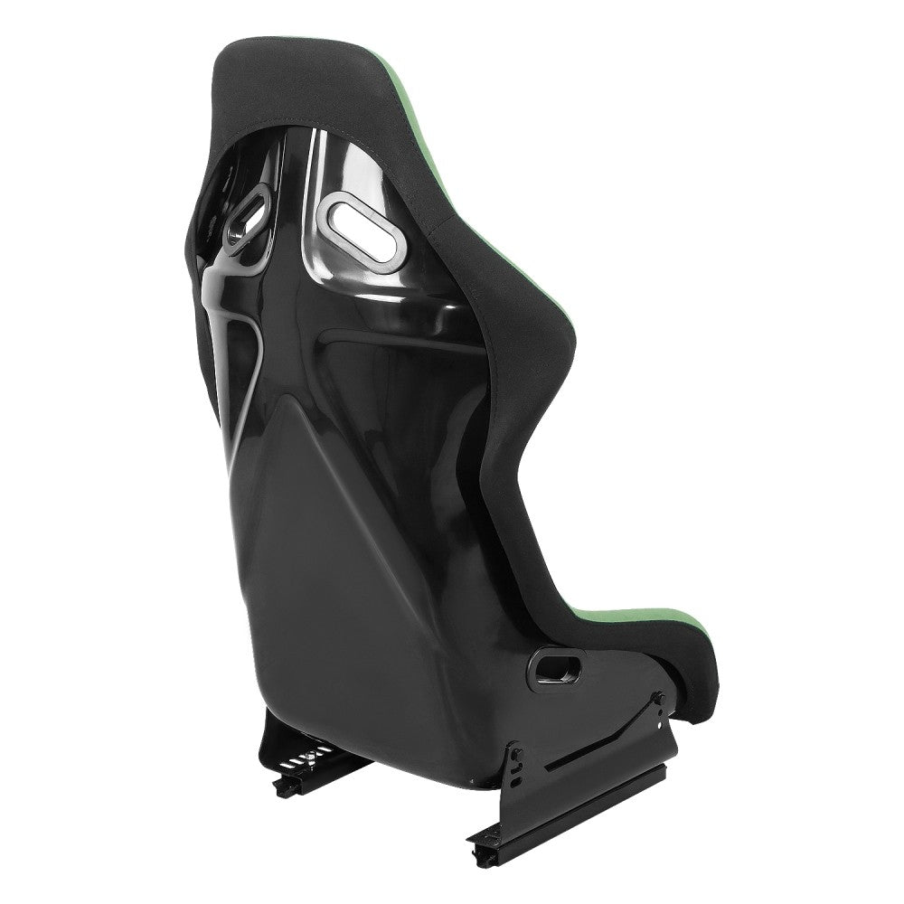 J2 J2-RS-001-GN Fixed Position Bucket Racing Seat w/Slider Black/Green J2-RS-001-GN
