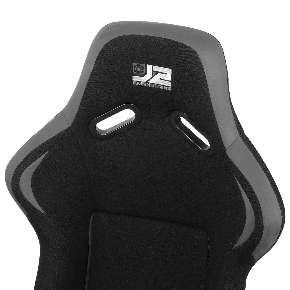 J2 J2-RS-001-GY Fixed Position Bucket Racing Seat w/Slider Black/Grey J2-RS-001-GY