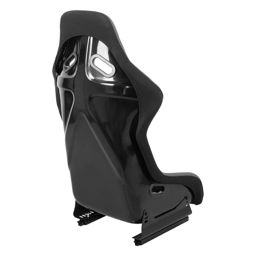 J2 J2-RS-001-GY Fixed Position Bucket Racing Seat w/Slider Black/Grey J2-RS-001-GY