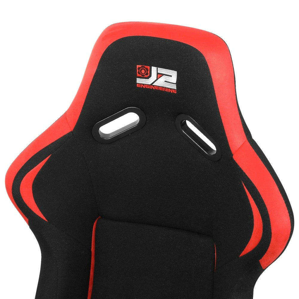 J2 J2-RS-001-RD Fixed Position Bucket Racing Seat w/Slider Black/Red J2-RS-001-RD