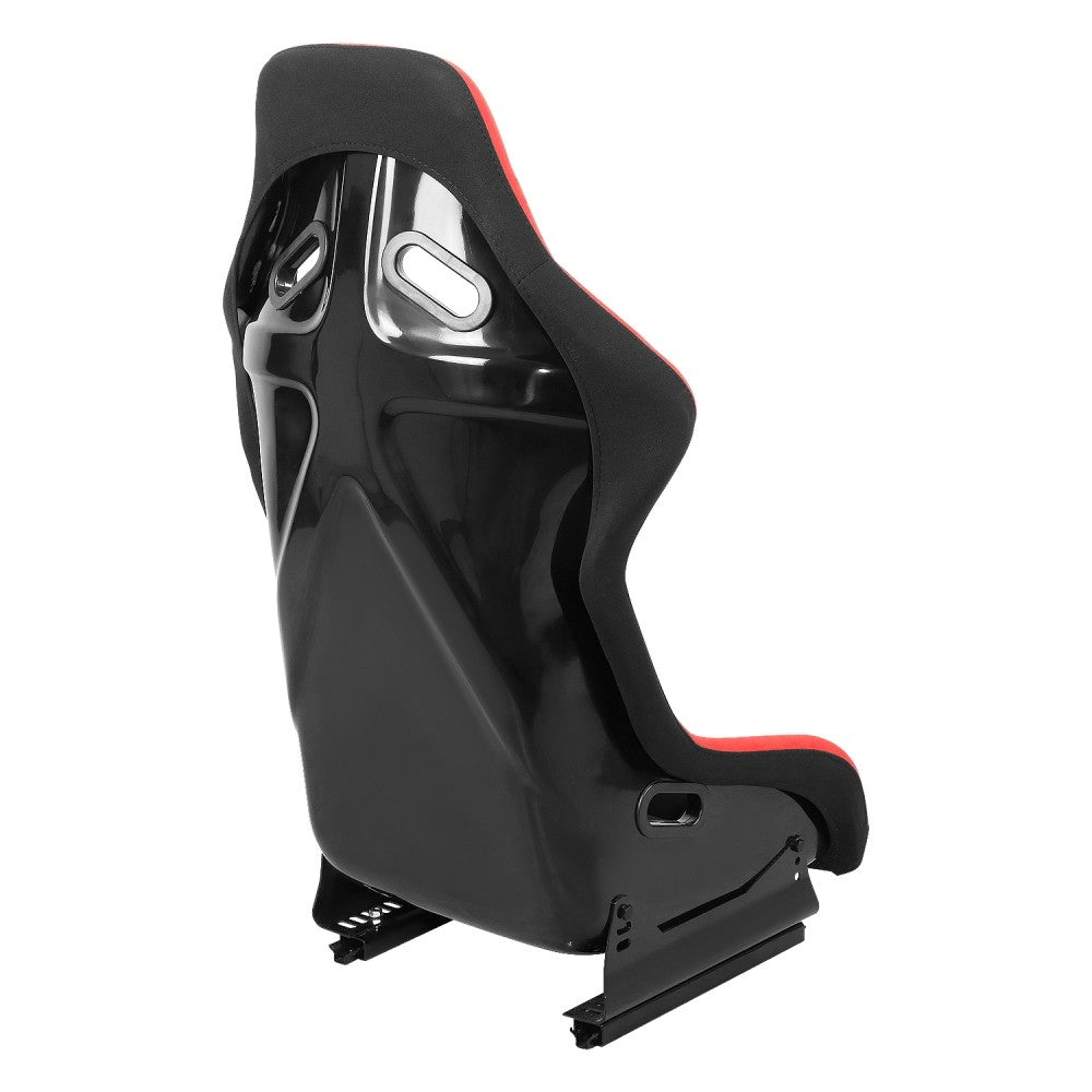 J2 J2-RS-001-RD Fixed Position Bucket Racing Seat w/Slider Black/Red J2-RS-001-RD