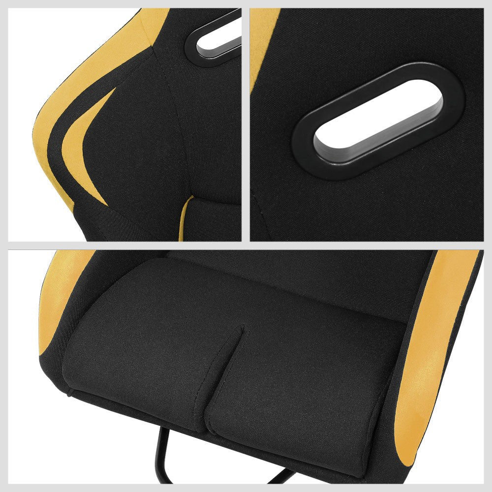 J2 J2-RS-001-YE Fixed Bucket Racing Seat w/Slider Black/Yellow J2-RS-001-YE