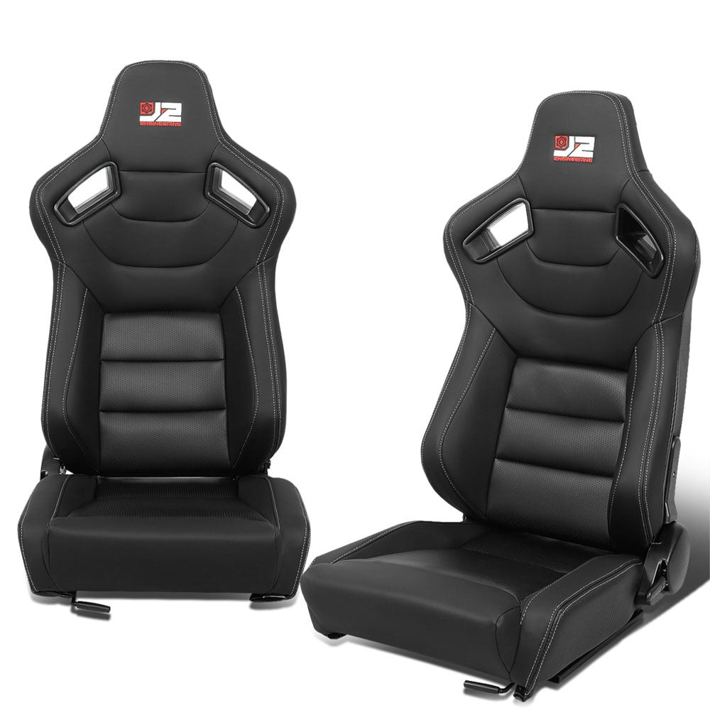J2 J2-RS-002-BK Reclineable Racing Seat w/Slider Black J2-RS-002-BK