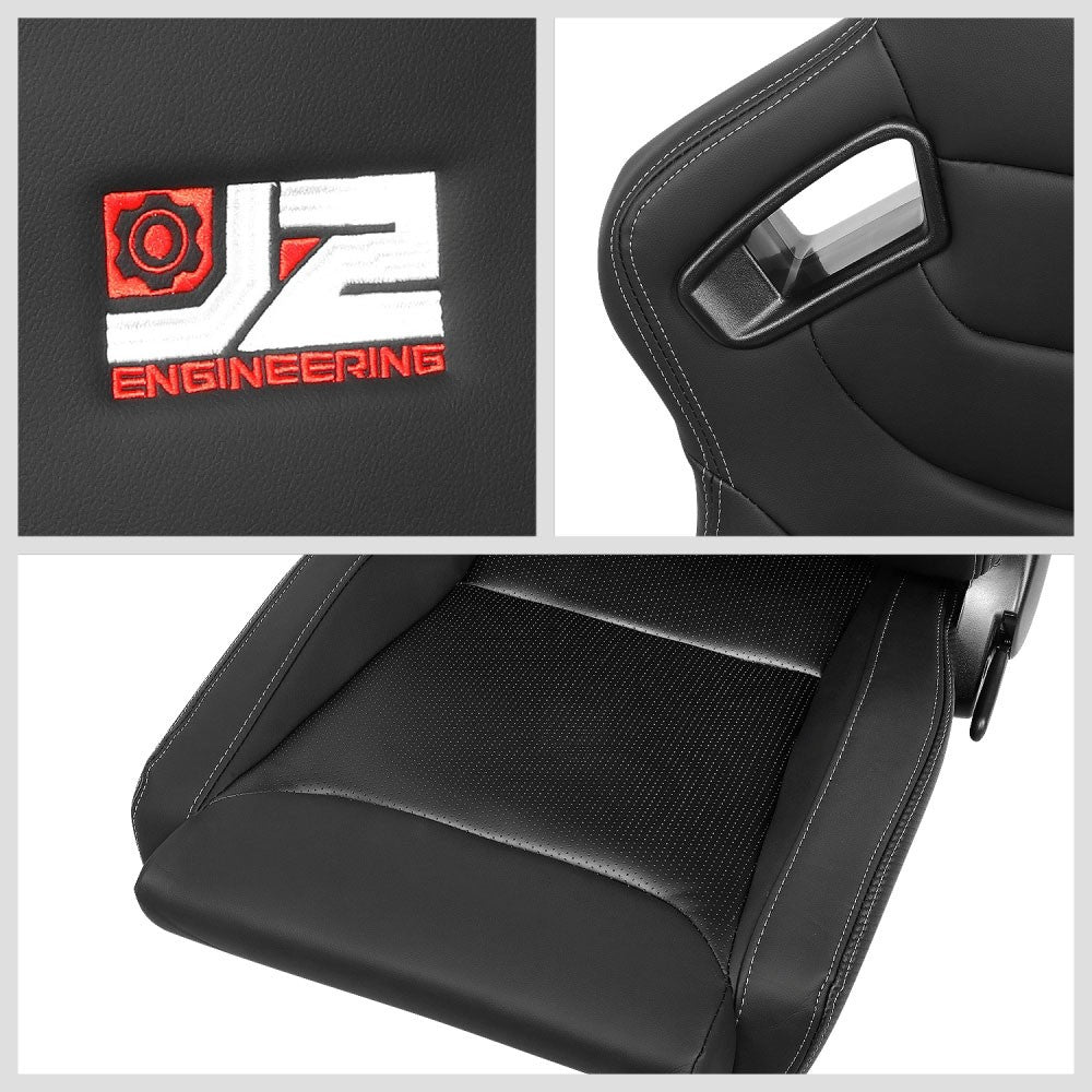 J2 J2-RS-002-BK Reclineable Racing Seat w/Slider Black J2-RS-002-BK