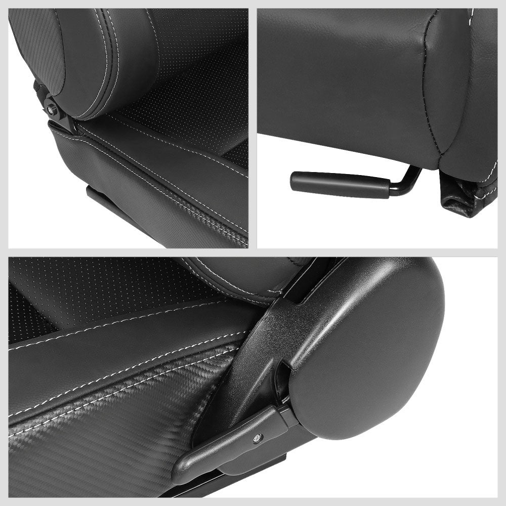 J2 J2-RS-002-BK Reclineable Racing Seat w/Slider Black J2-RS-002-BK