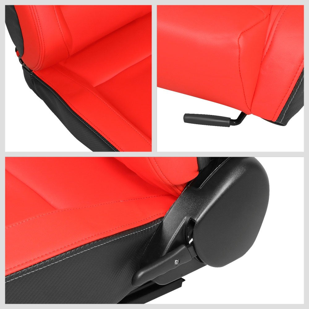 J2 J2-RS-002-RD Reclineable Racing Seat w/Slider Red J2-RS-002-RD